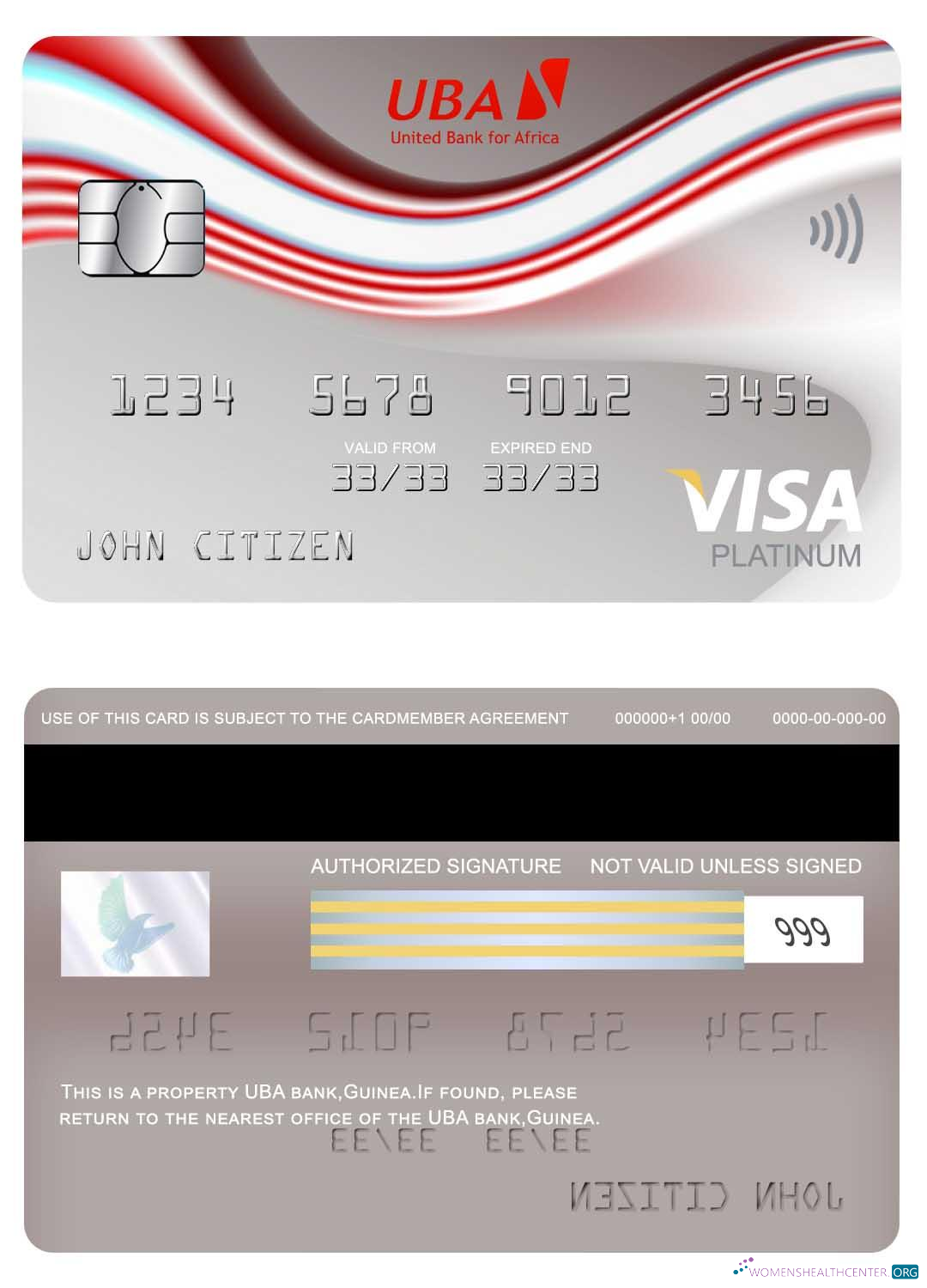 Download Guinea UBA bank visa platinum card Photoshop template